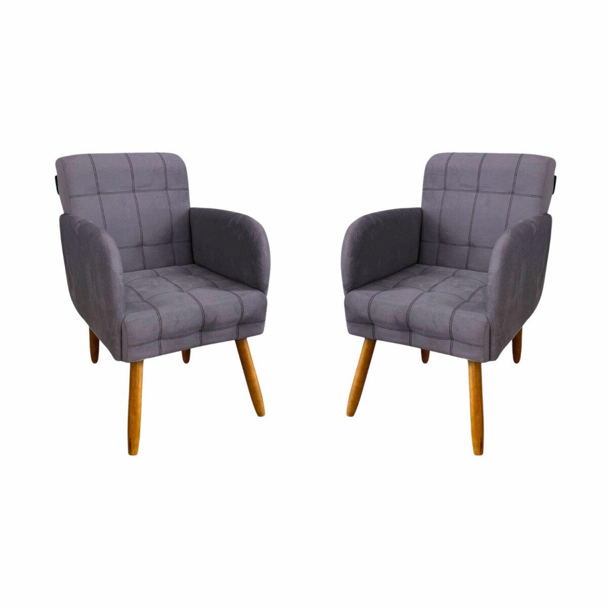 Pack x2 Sillón poltrona 1 cuerpo Lumax Maya nórdico de tela - Gris 