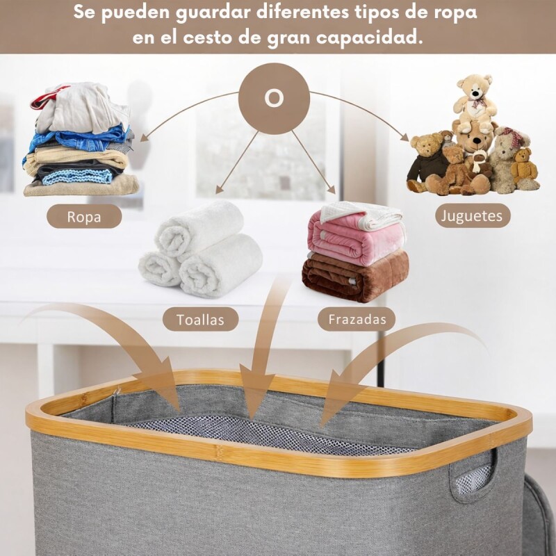 Cesto Canasto Bambu Ropa Sucia Con Tapa Bolsa Desmontable Cesto Canasto Bambu Ropa Sucia Con Tapa Bolsa Desmontable