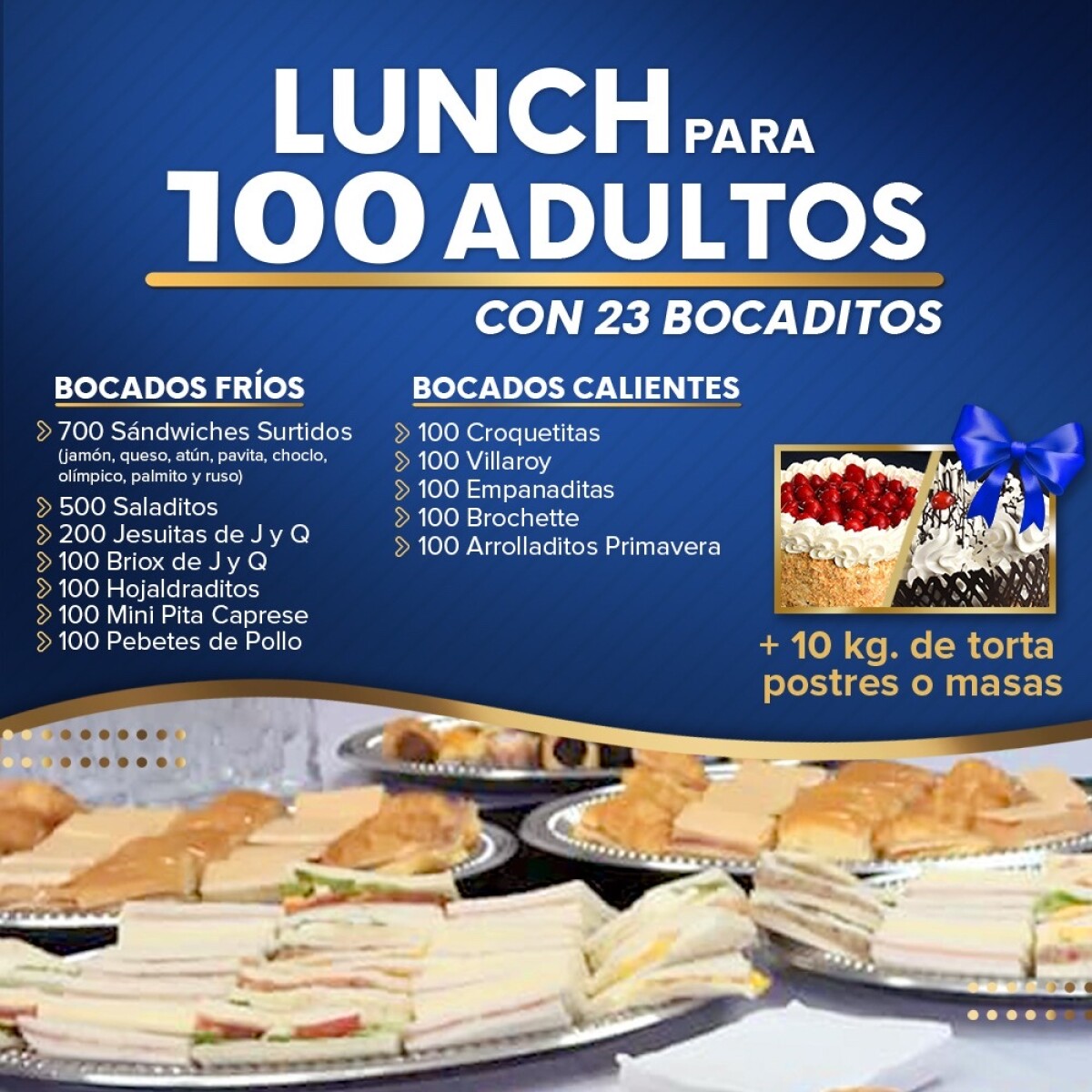 Lunch para 100 adultos 