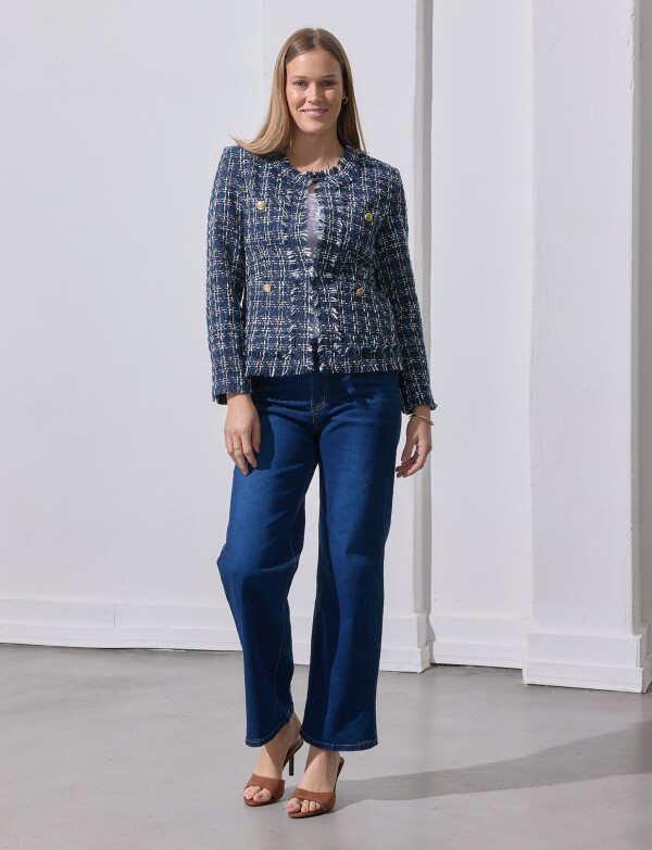 Chaqueta Boucle AZUL/BLANCO