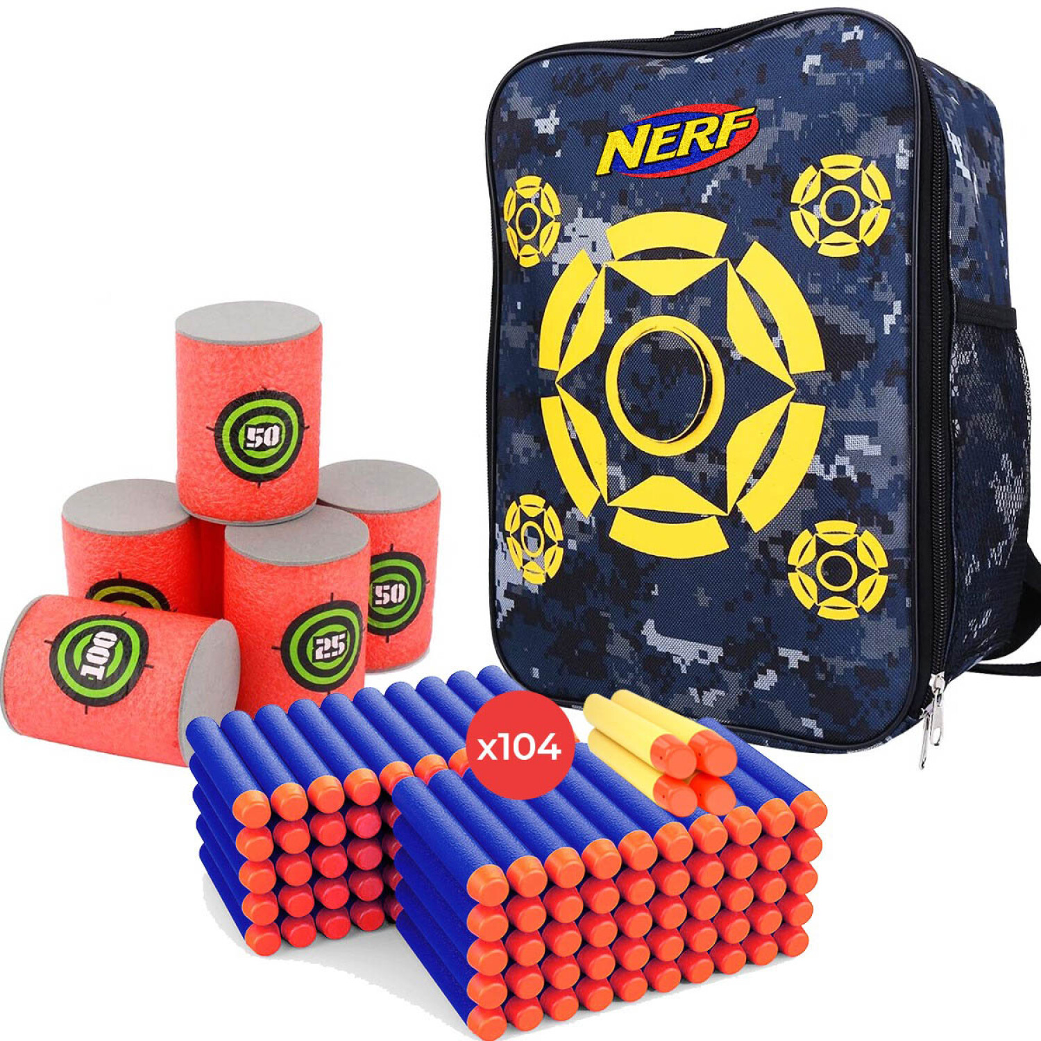 Set Mochila Nerf 104 Dardos Pistolas Nerf Acc El Rey del entretenimiento