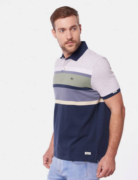 POLO JERSEY RAYADA Gris