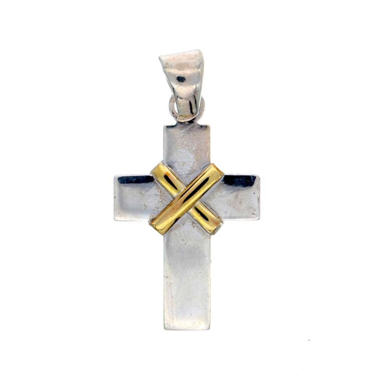 Cruz De Plata 925 - Double En Oro 18 Ktes 