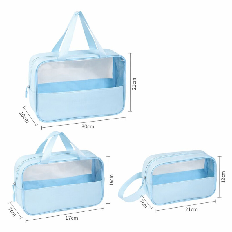 Set de Neceser de Viaje Transparentes Impermeables Celeste