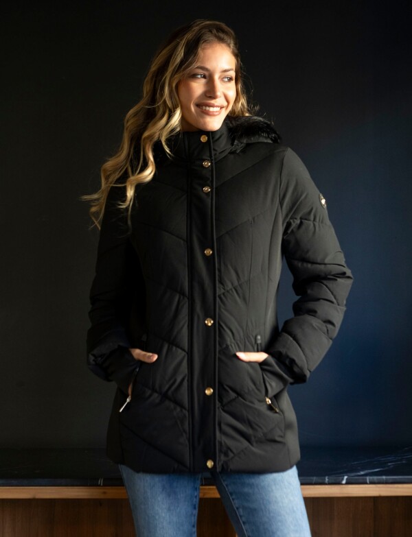 Campera Abrigo Faux Fur NEGRO