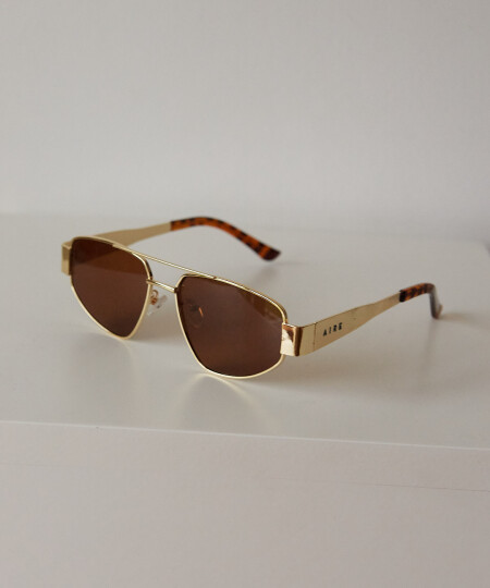 METAL TRIANGLE SUNNIES GOLD/BROWN
