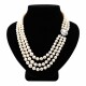 Collar perlas de cultivo 3 vueltas, broche oro 18k blanco y brillantes Collar perlas de cultivo 3 vueltas, broche oro 18k blanco y brillantes