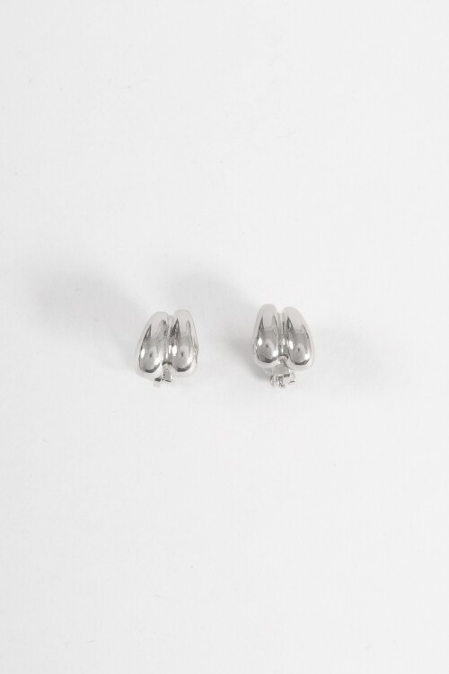 Caravanas clip doble gota plateado