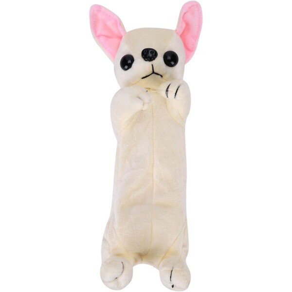 Cartuchera Escolar Peluiche Perro Infantil Con Cierre 2 en 1 Variante Color Blanco