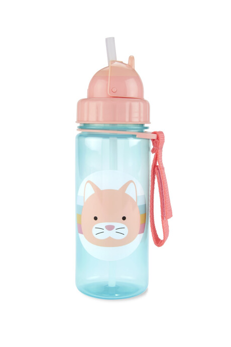 Botella con sorbito, diseño gato Sin color