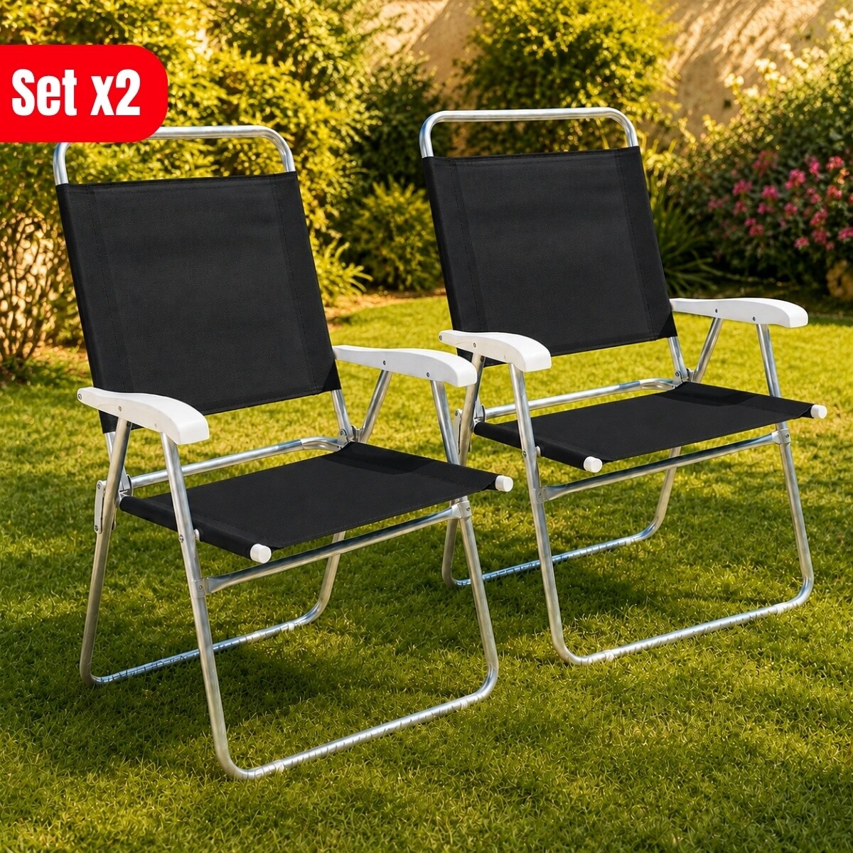 Set X 2 Sillas Master Plus Aluminio - NEGRO 