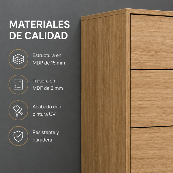 Cómoda ComboHome Cajonera 4 Cajones 1 Puerta 100Cm Nórdica Marrón 1