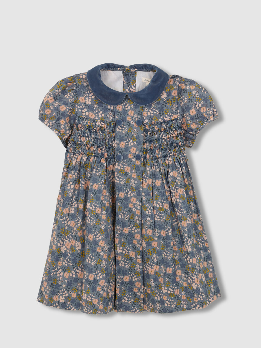 Vestido Manga Corta Nido De Abeja Verde Viejo Claro