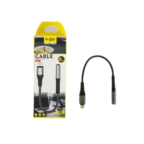 CABLE ADAPTADOR KLGO IPHONE LIGHTNING A 3,5MM AUXILIAR REFORZADO CABLE ADAPTADOR KLGO IPHONE LIGHTNING A 3,5MM AUXILIAR REFORZADO
