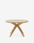 Mesa redonda Julieta de polycemento beige y madera maciza de acacia Ø 120 cm FSC 100% Mesa redonda Julieta de polycemento beige y madera maciza de acacia Ø 120 cm FSC 100%