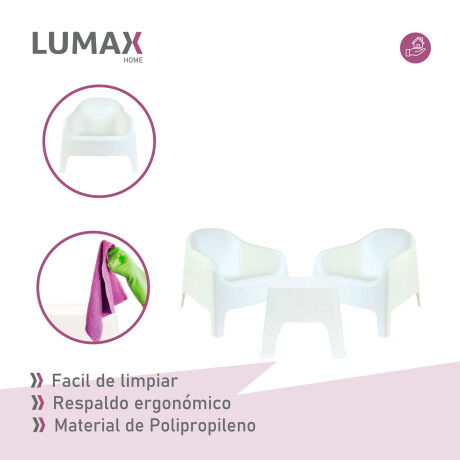 Set de 2 Sillas Skarpo + Mesa de exterior Blanco
