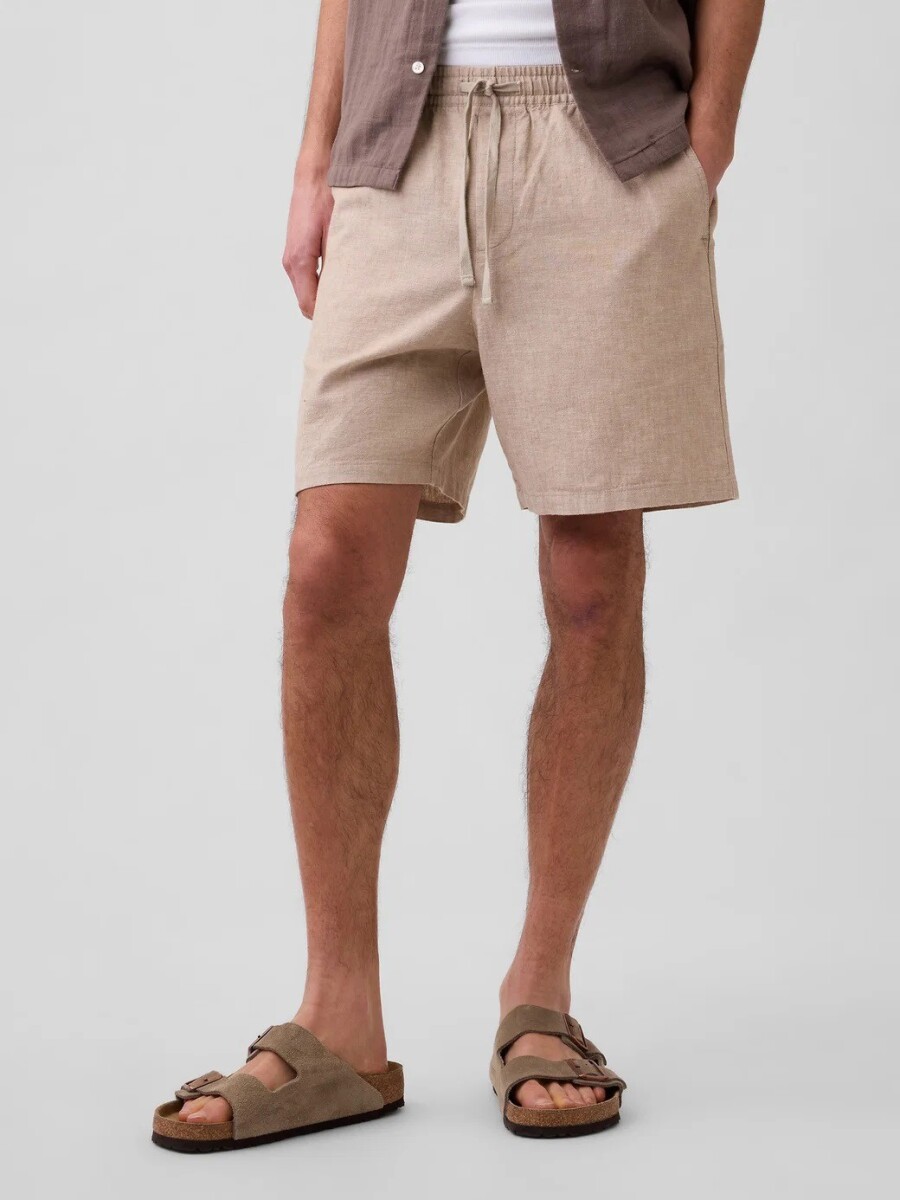 Short De Lino 7Inch Hombre - Khaki 