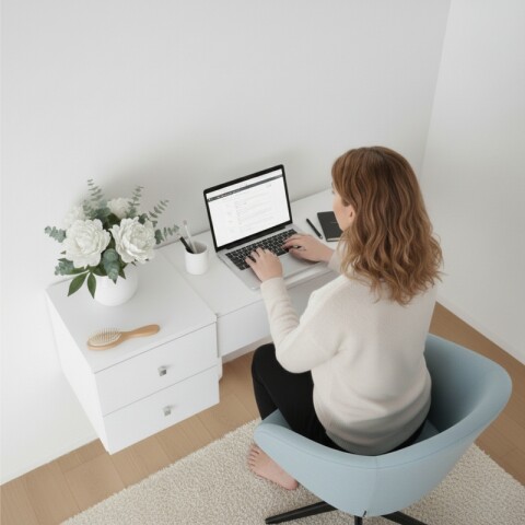 Mueble Tocador Zoe Colgante De Pared con Espejo - Escritorio y Cajones Mueble Tocador Zoe Colgante De Pared con Espejo - Escritorio y Cajones