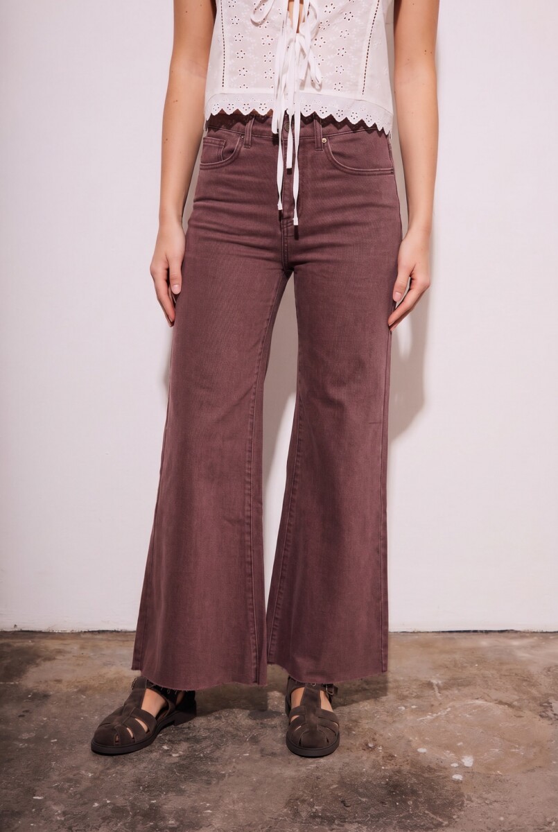 Flare Wide Leg Lavado - Burdeos 