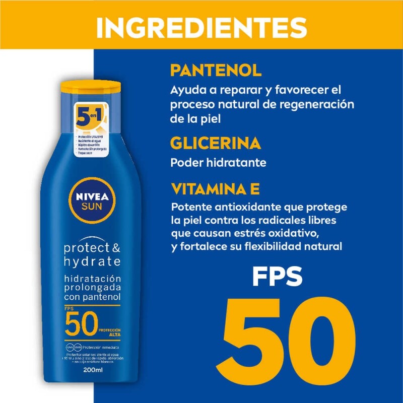 Protector Solar Nivea Loción Hidratante F50 200 Ml. Protector Solar Nivea Loción Hidratante F50 200 Ml.