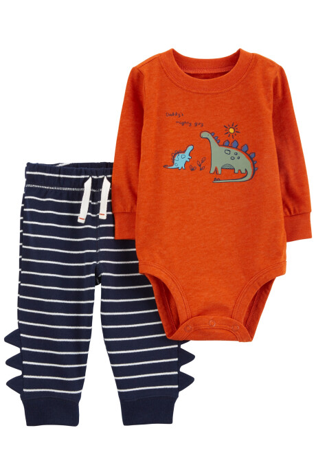 Set dos piezas pantalón y body de algodón diseño dinos Sin color