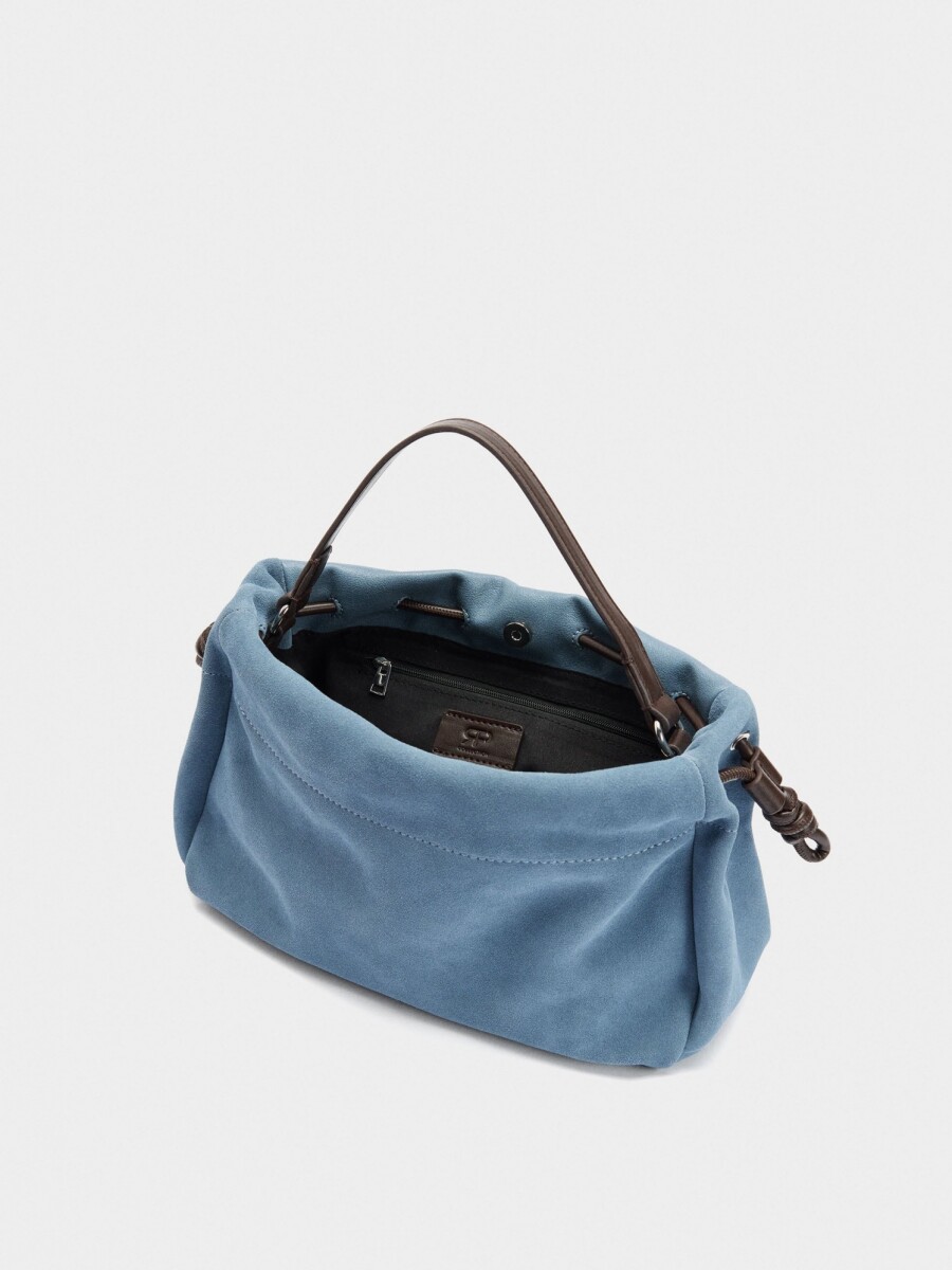 Bolso De Mano Con Piel Ante azul
