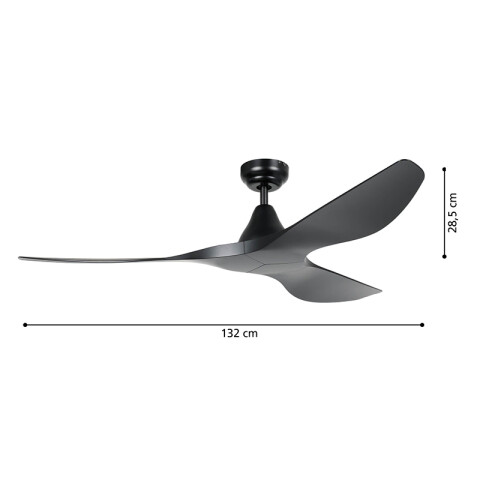 Ventilador de techo negro Ø1320mm con control EG0192