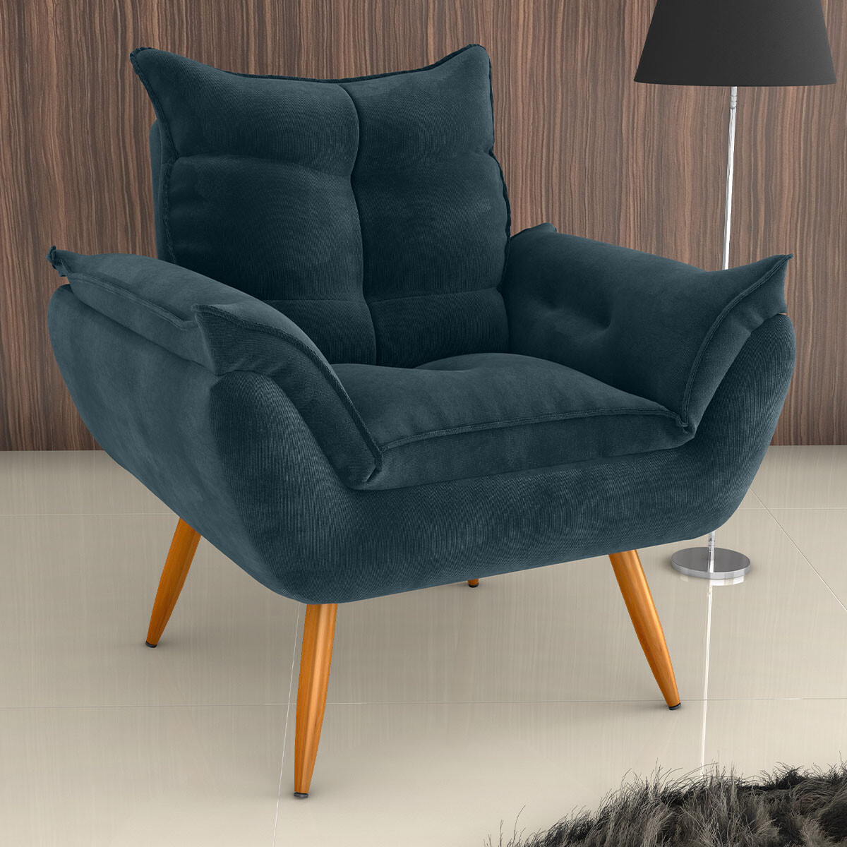 Sillón 1 cuerpo Poltrona Turin - Azul 