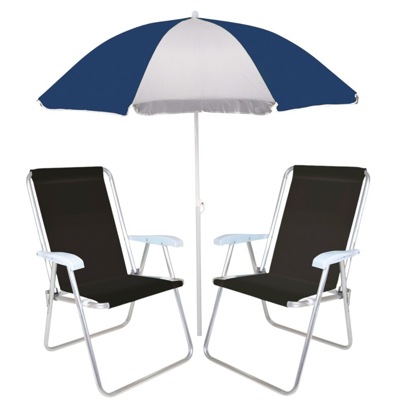 Set x2 Silla Alta Conforto Sannet + Sombrilla NEGRO