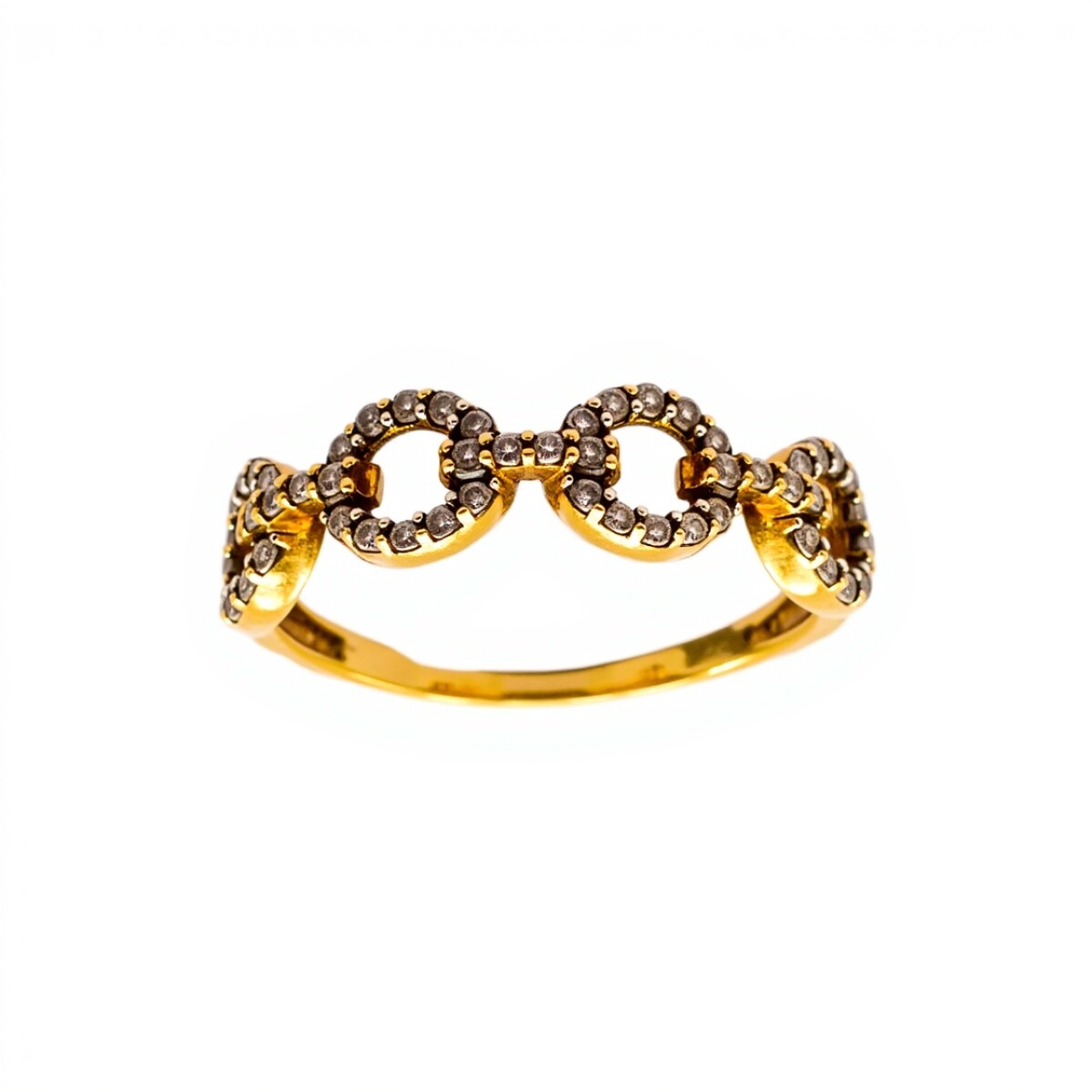 Anillo Eslabón-Oro Bajo-Piedra Zirconia-AN8098 - conpiedra 