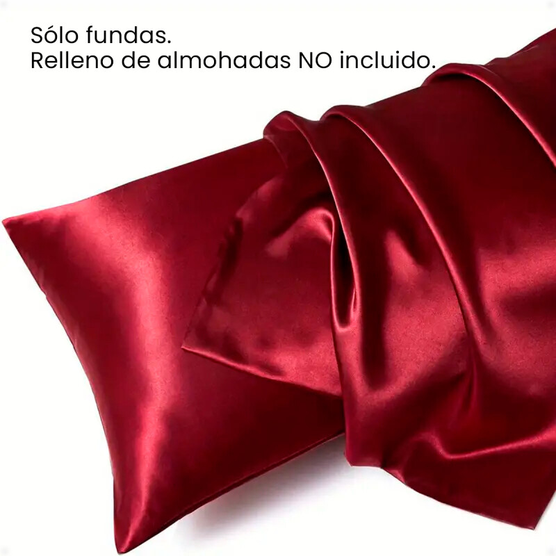 Funda Almohada De Satín Satén Tipo Seda Suave Bordo