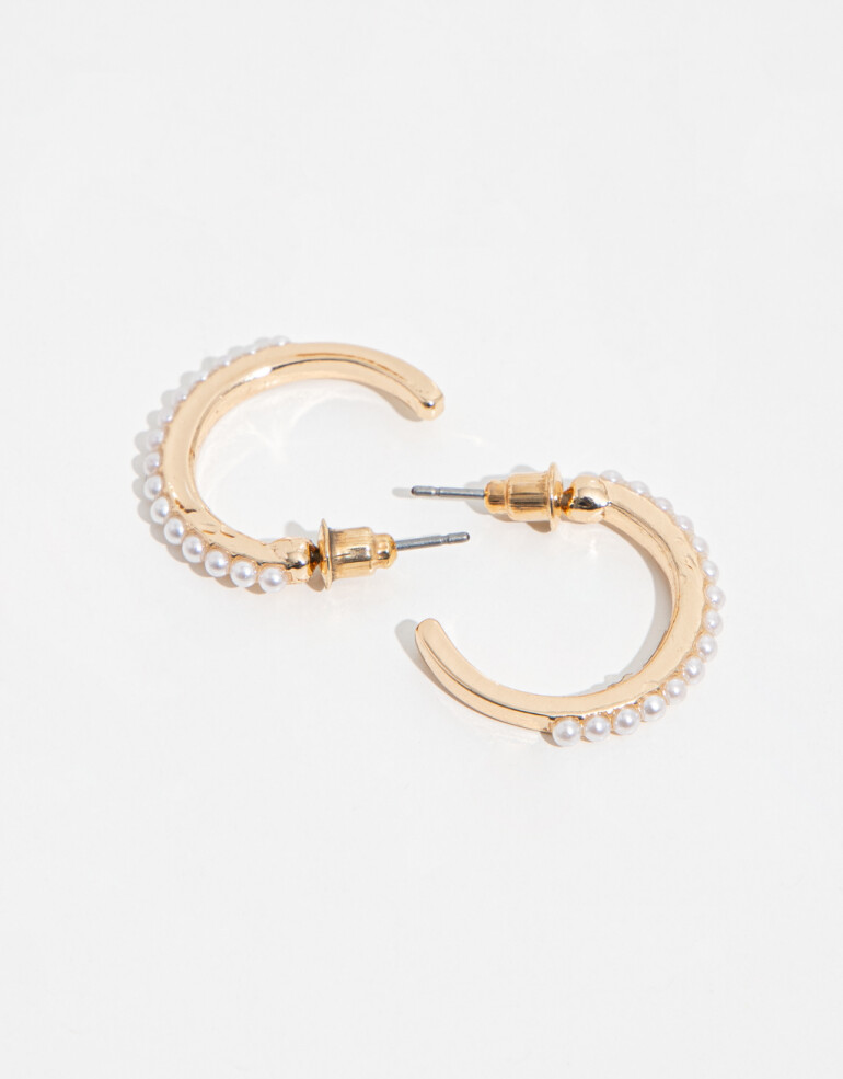 Aros Argollas Perla Argollas Con Perlas - Dorado