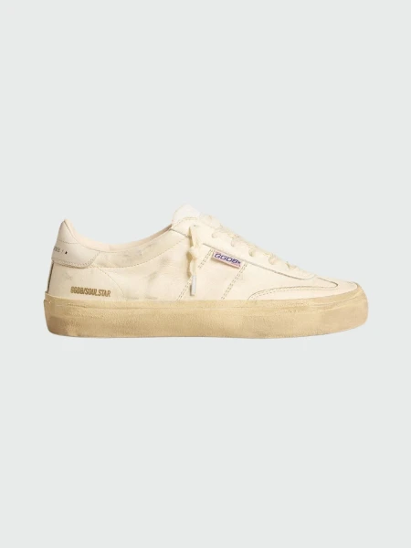 Golden Goose-Championes de cuero acordonados, Soul star Blanco