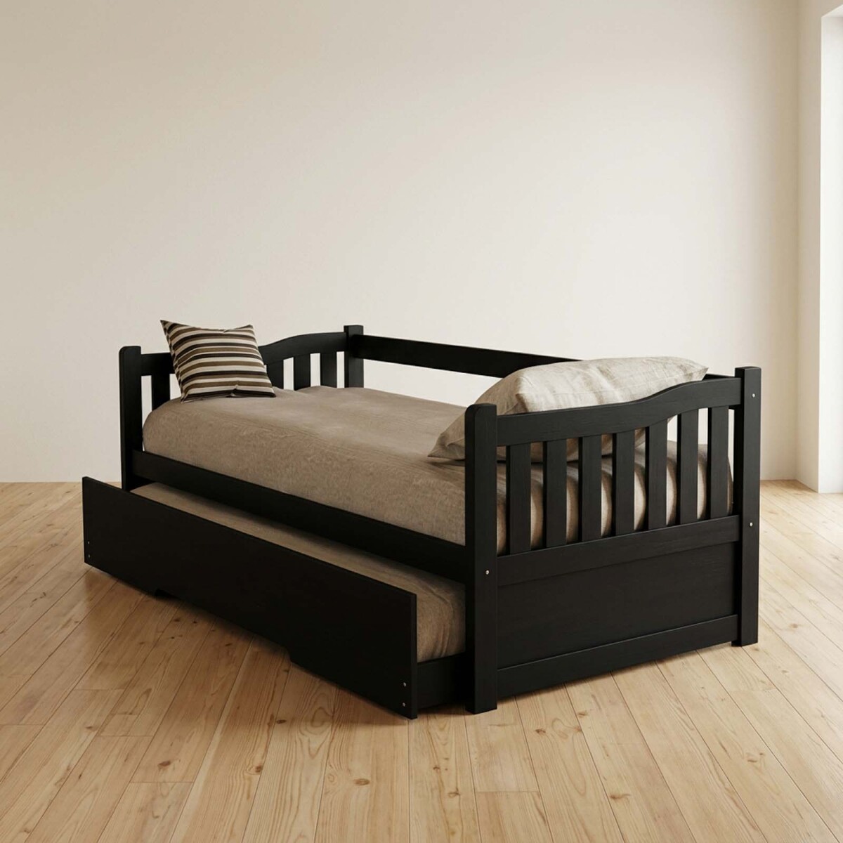 CAMA MARINERA - 1 PLAZA PINO-Y-MDF MARRON TOTA 