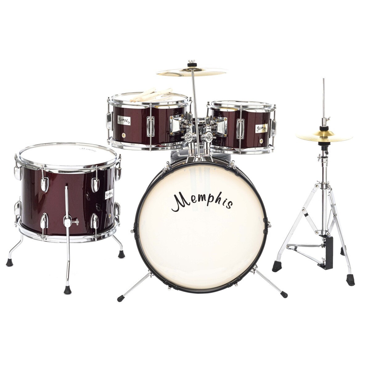 Bateria Infantil Memphis Ft1045 Winered 5 Cuerpos 