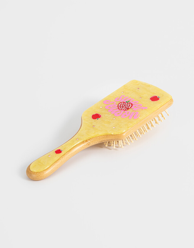 Cepillos y Peines Cepillo Cuadrado De Bamboo Con Estampa Sweet Season Con Incrustaciones - Combinacion Multicolor