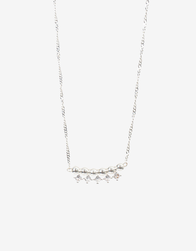Collares Cortos Strass Collar Con Charm De Cubic Zirconia - Plateado