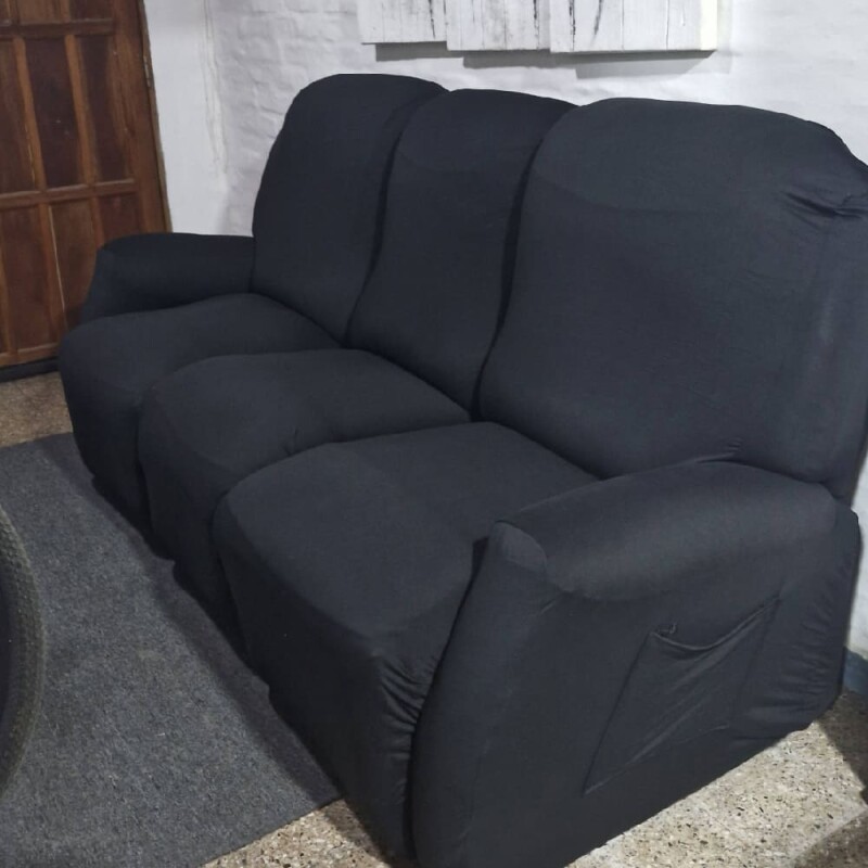Funda sillón reclinable 3 cuerpos lisa negro