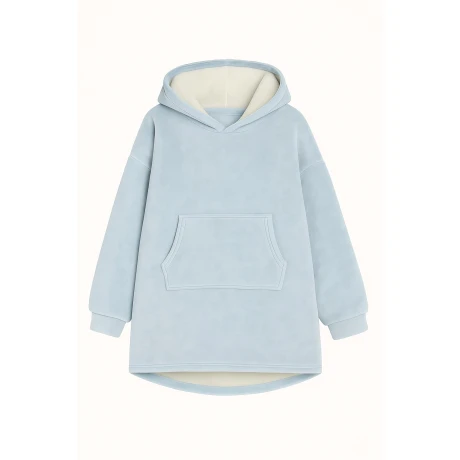 Buzo Manta Con Capucha Polar y Corderito unisex Celeste