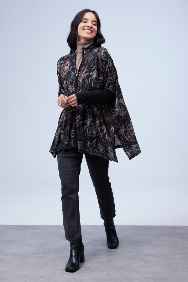 Cardigan Oversized Zip NEGRO/MULTI