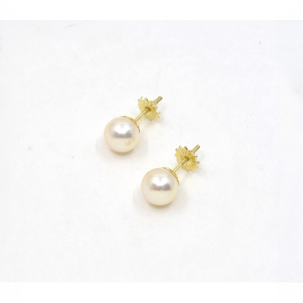 7.5 mm Caravanas De Oro 18 K Y Perlas 7.5 mm Caravanas De Oro 18 K Y Perlas