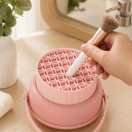 Organizador y Limpiador de Brochas Rosado