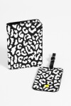 Set cubre pasaporte y tag para viaje animal print negro