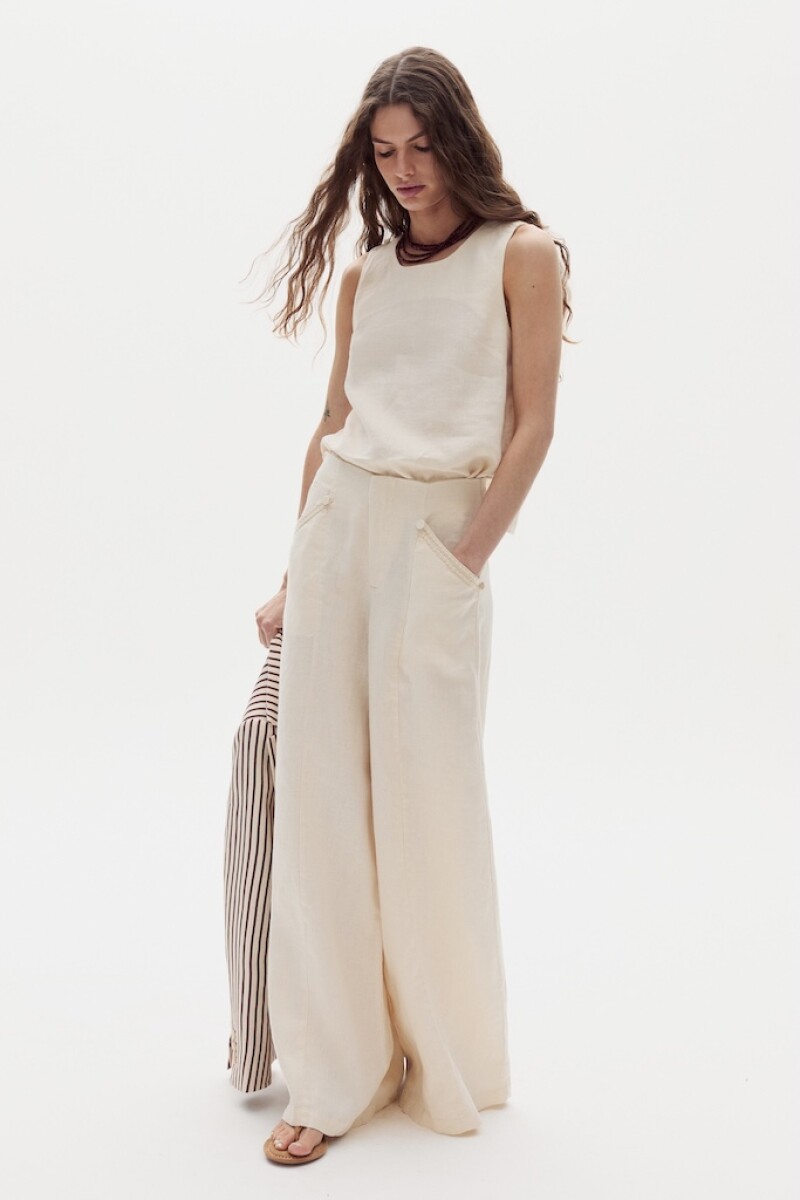 Pantalón Captain en Lino Cream