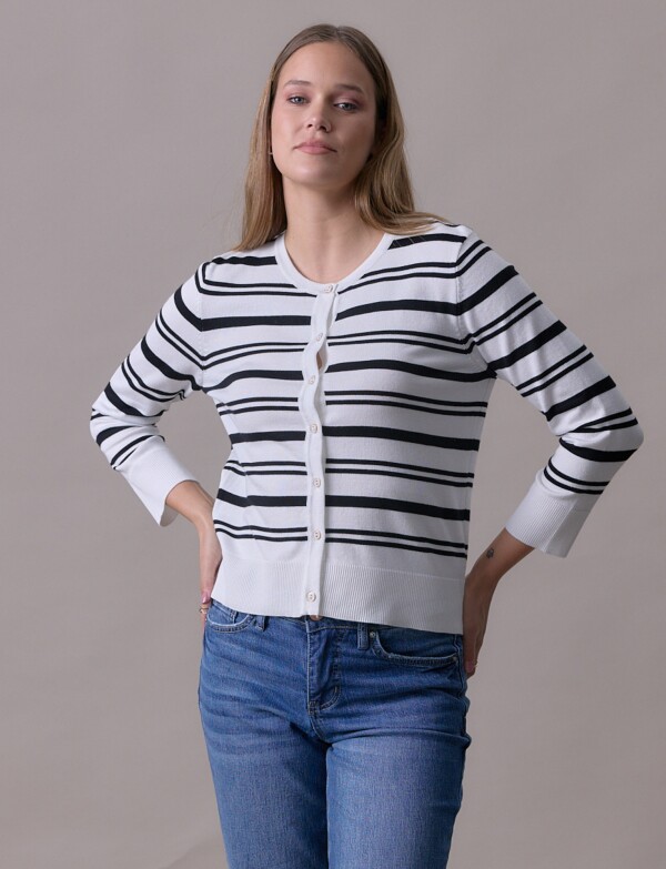Cardigan Lineas BLANCO/NEGRO