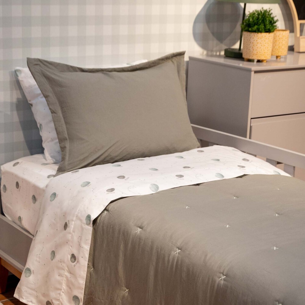 SET ACOLCHADO FIBRA SUAVE 1 PLAZA POLIESTER VERDE CROSS