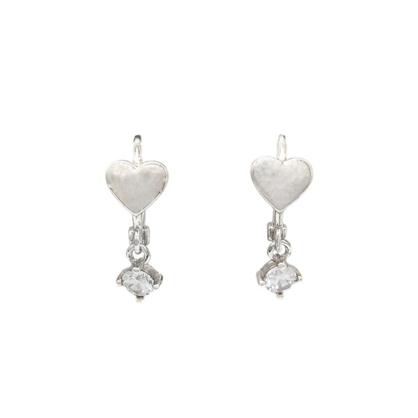 Caravanas Aro Corazón-Plata 925-Piedra Zirconia-CA3058 Conpiedra