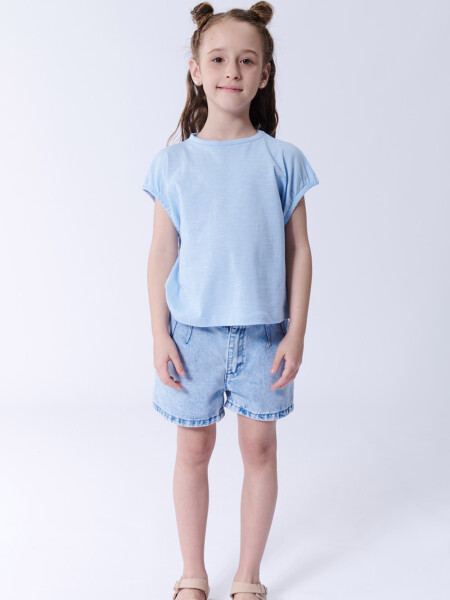 Remera crop Celeste