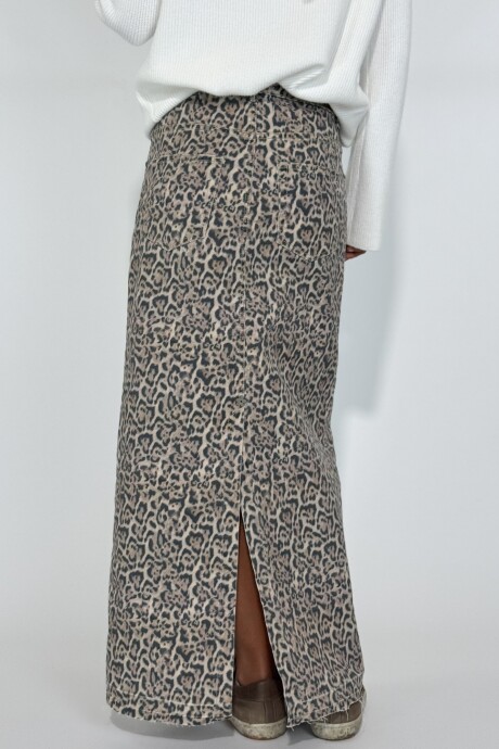 POLLERA JEAN LIA PRINT Beige
