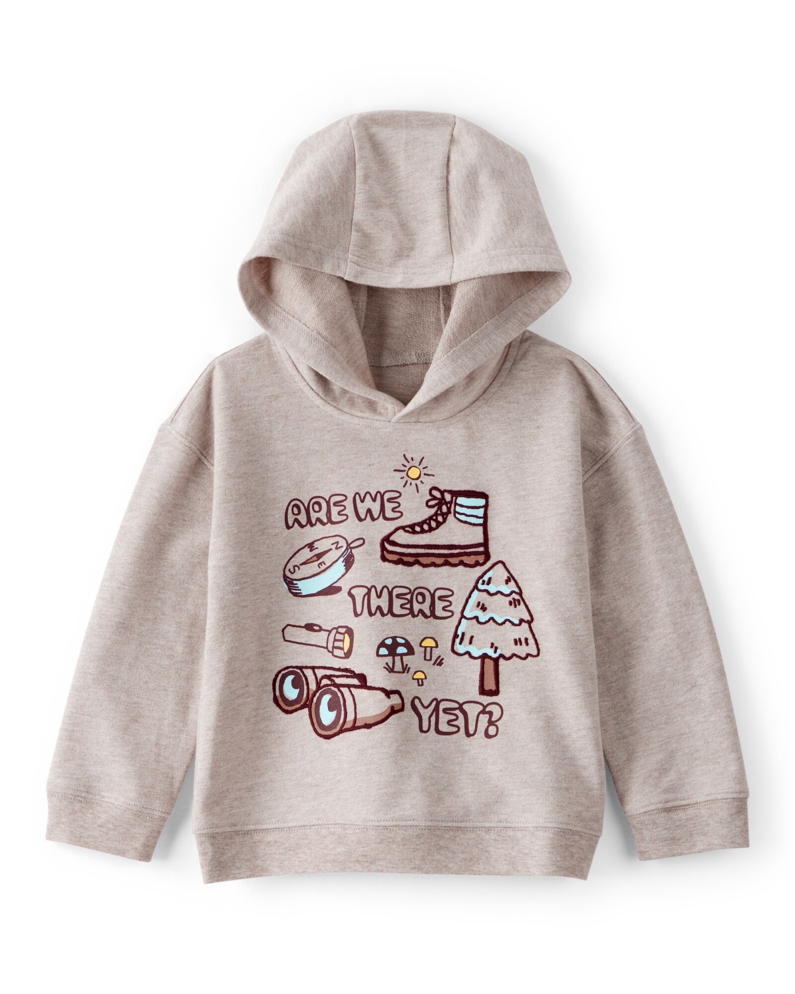 Buzo de algodón, con capucha, beige, estampa camping Sin color